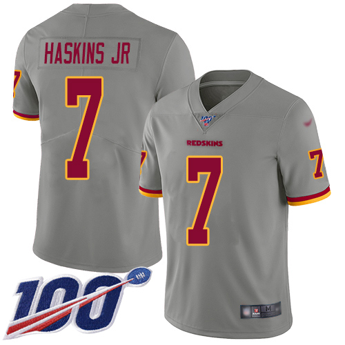 Washington Redskins Limited Gray Men Dwayne Haskins Jersey NFL Football #7 100th Season Inverted